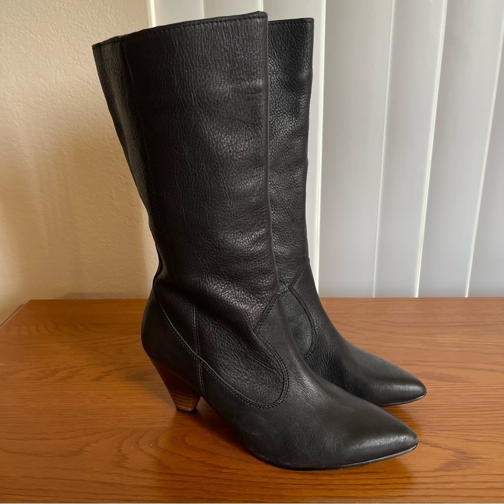 Naked Feet Semper Leather Boots Size 6.5 Black